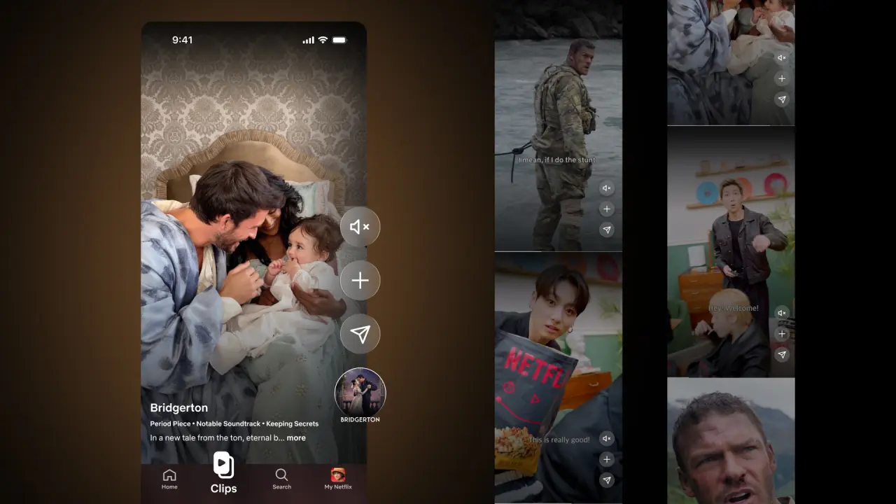 Netflix क्लिप वर्टिकल व्हिडिओ फीड