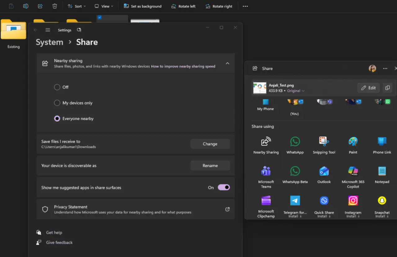 Windows 11 मध्ये सुधारित Windows शेअर