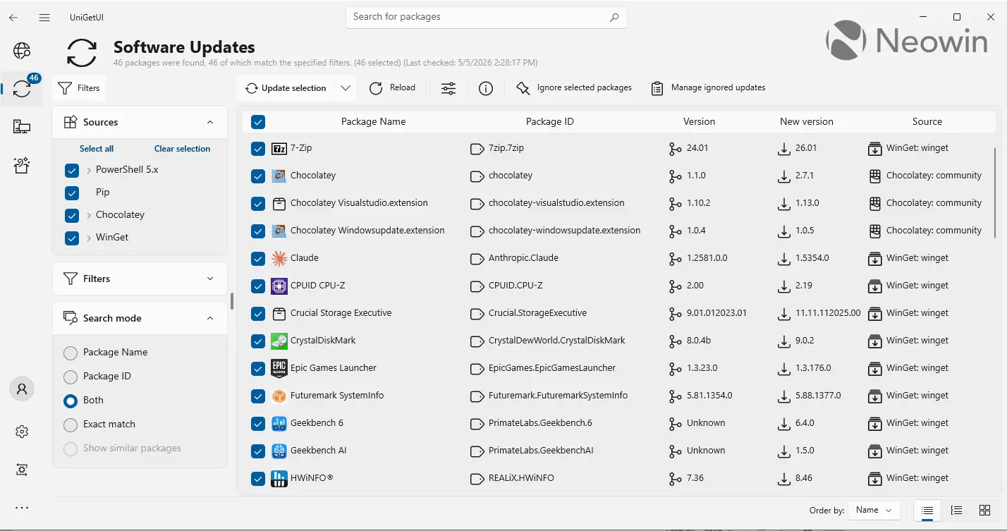 UniGetUI classic UI design