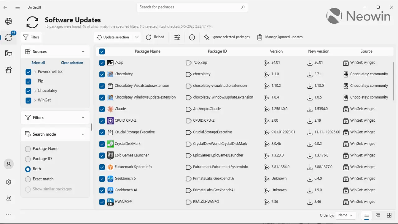 UniGetUI classic UI design