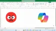 Microsoft Excel sheet with angry emoji and Copilot logo on either sides