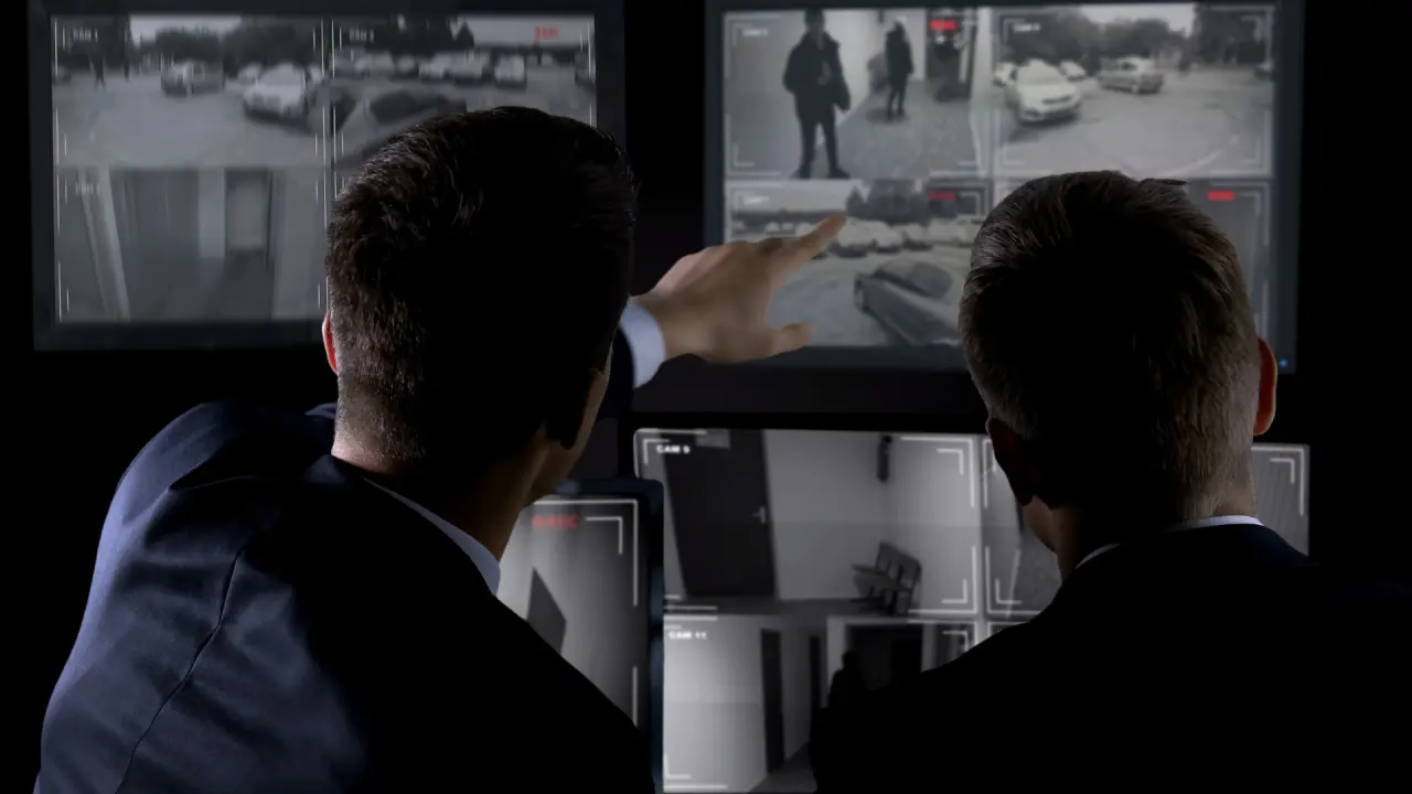 Private agents monitoring CCTV footage