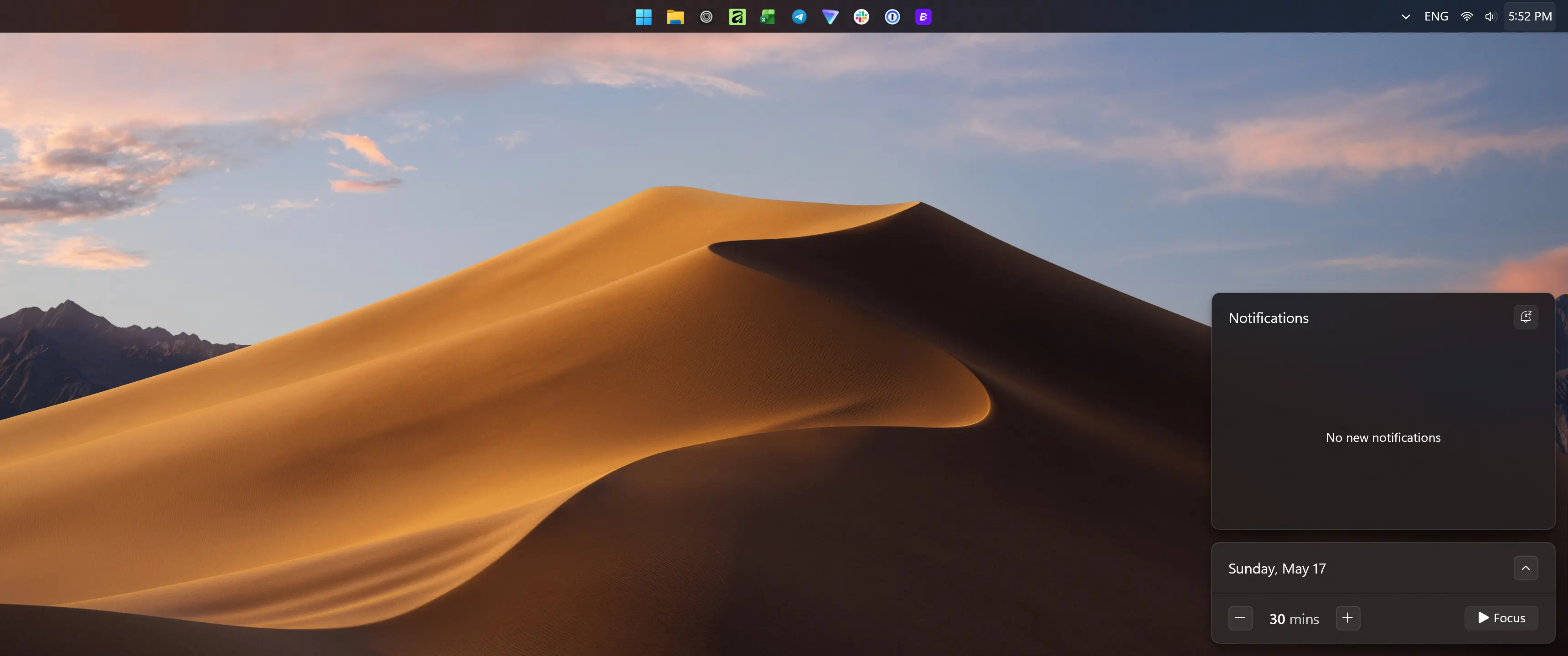 The updated Taskbar in Windows 11