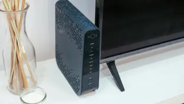 A router by a TV