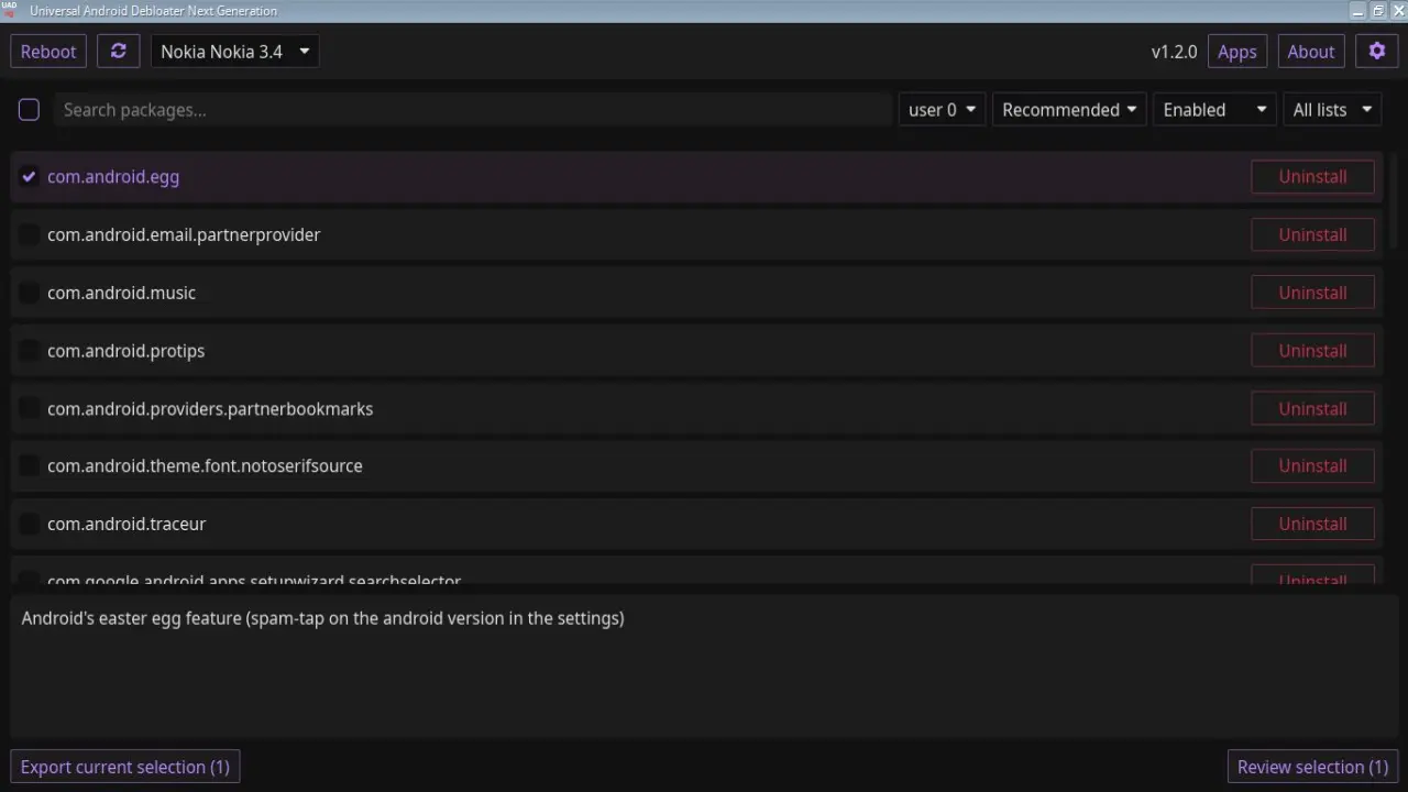 Android साठी UAD-ng debloater