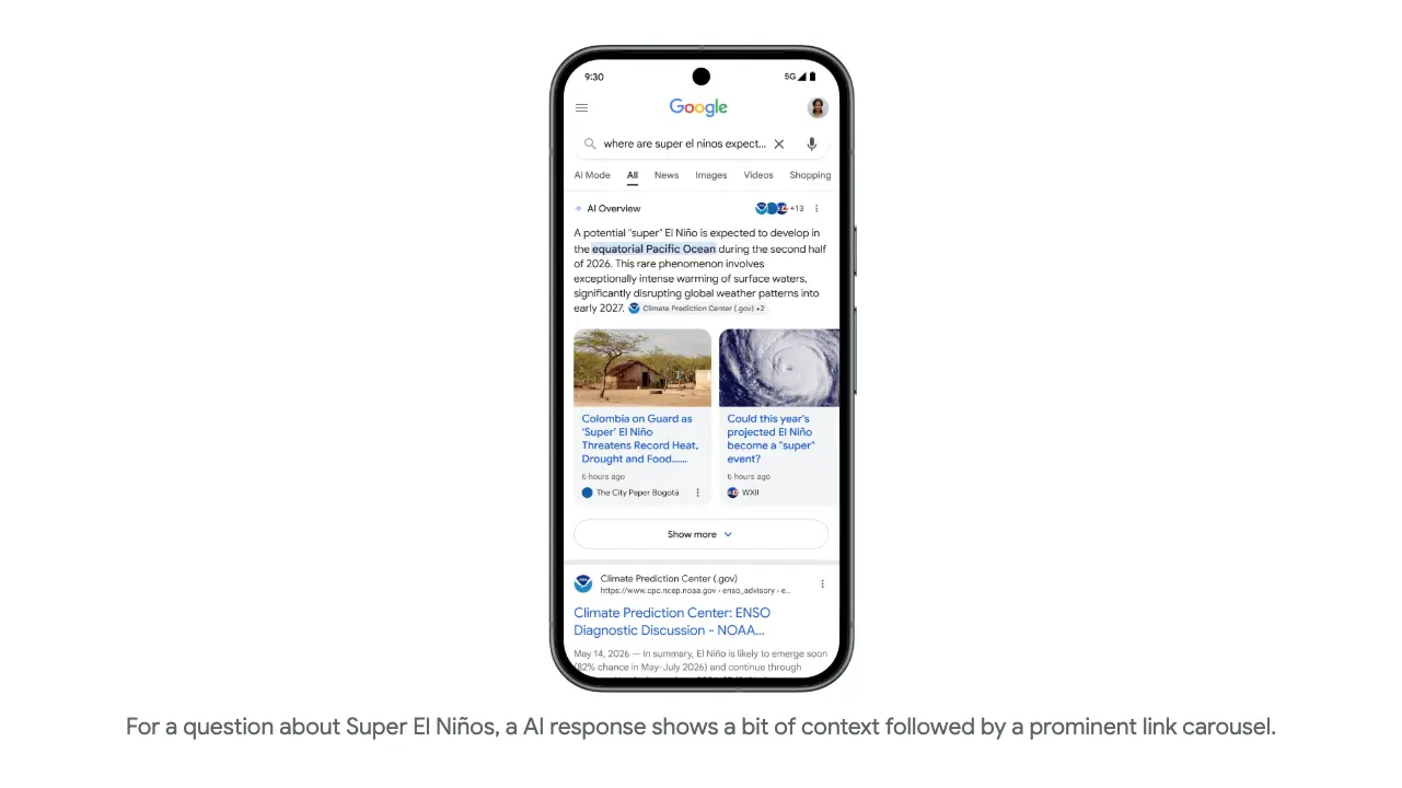 Google Search carousel for latest news