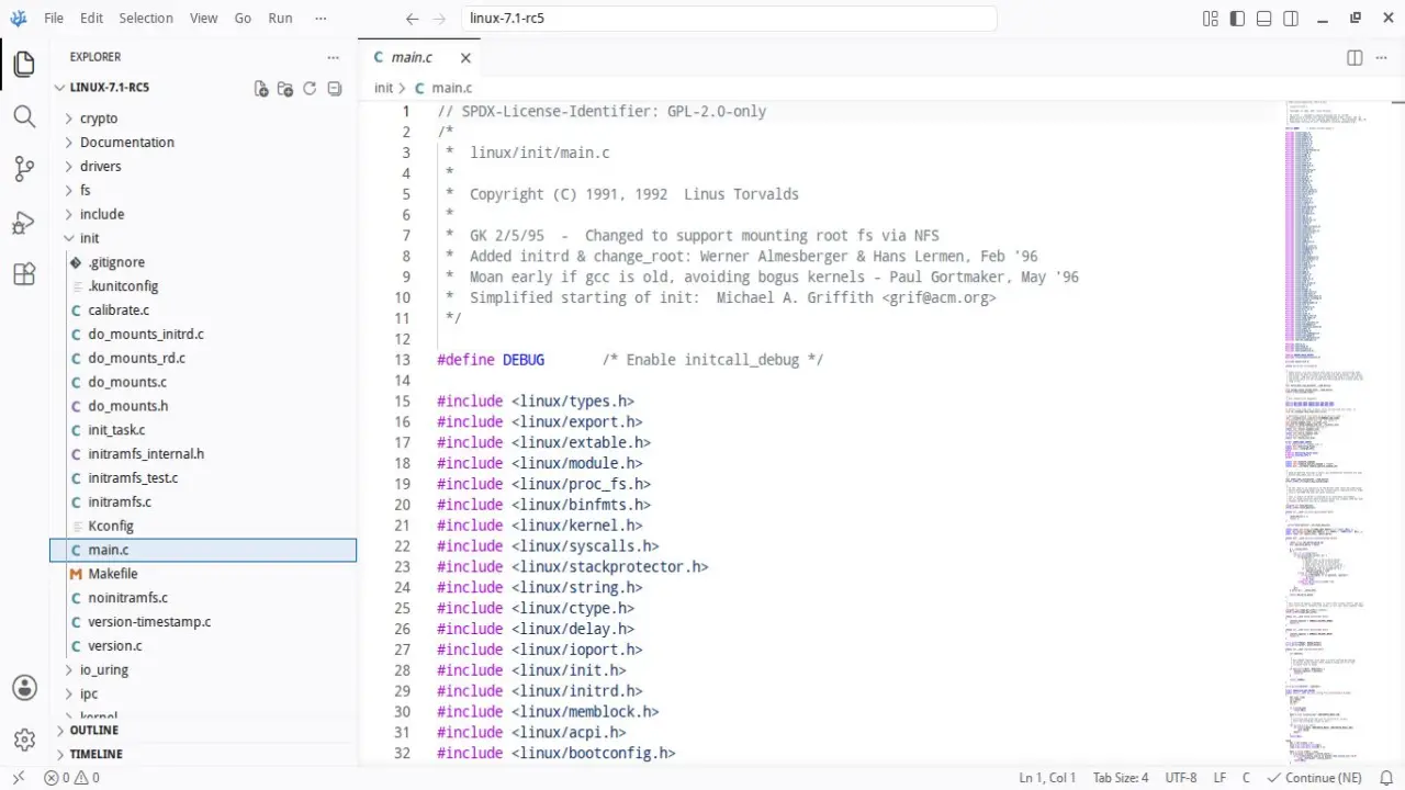 Linux source code
