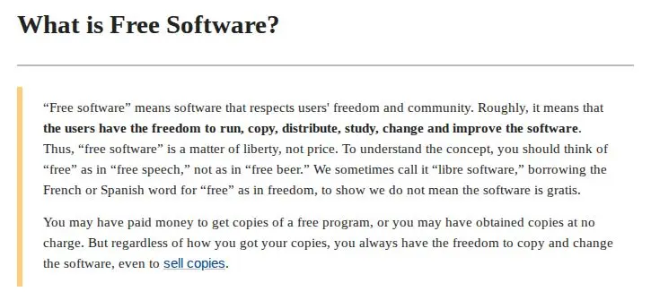 Definition of free software
