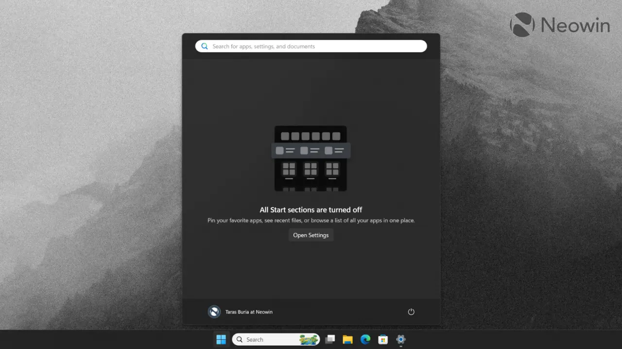 The updated Start menu in Windows 11
