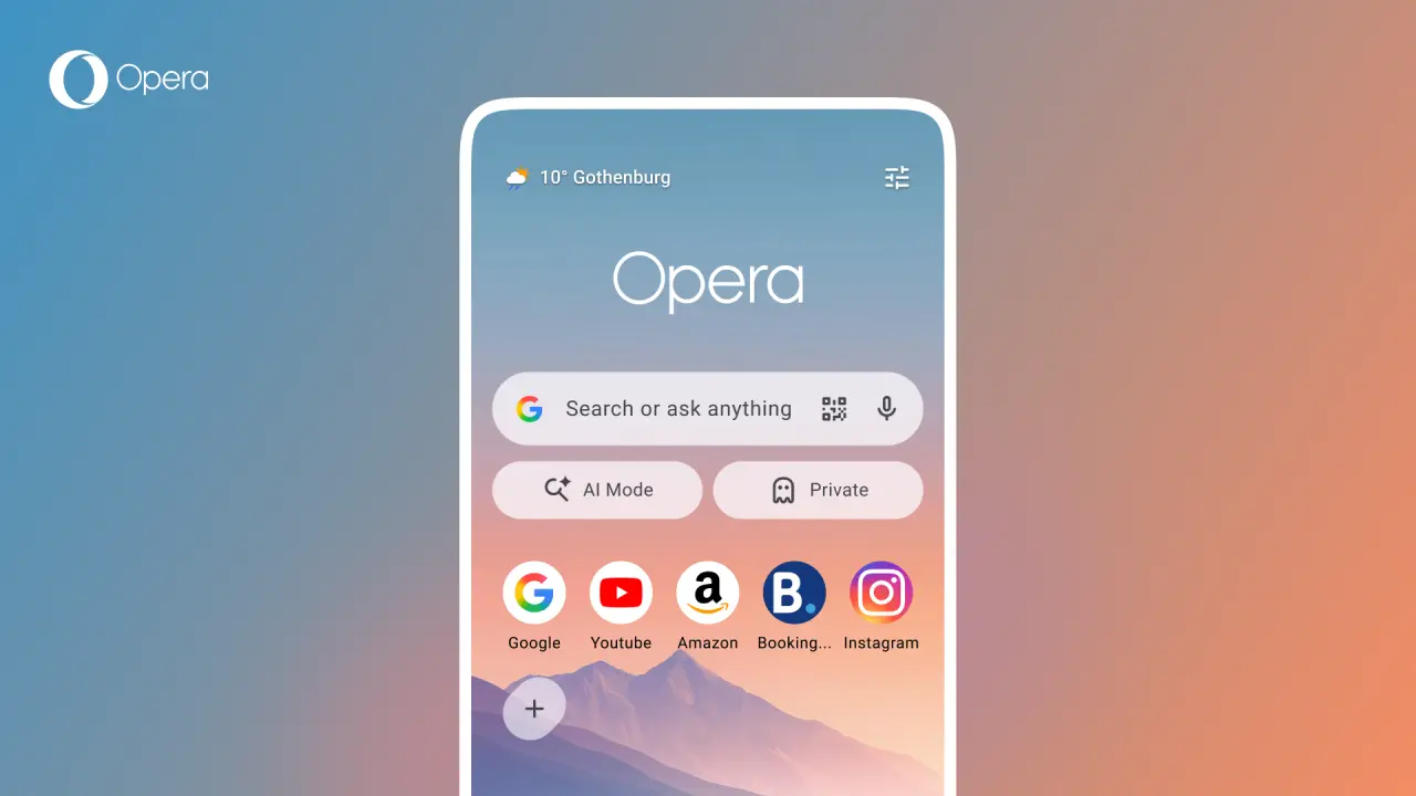 Opera for Android with a redesigned home page