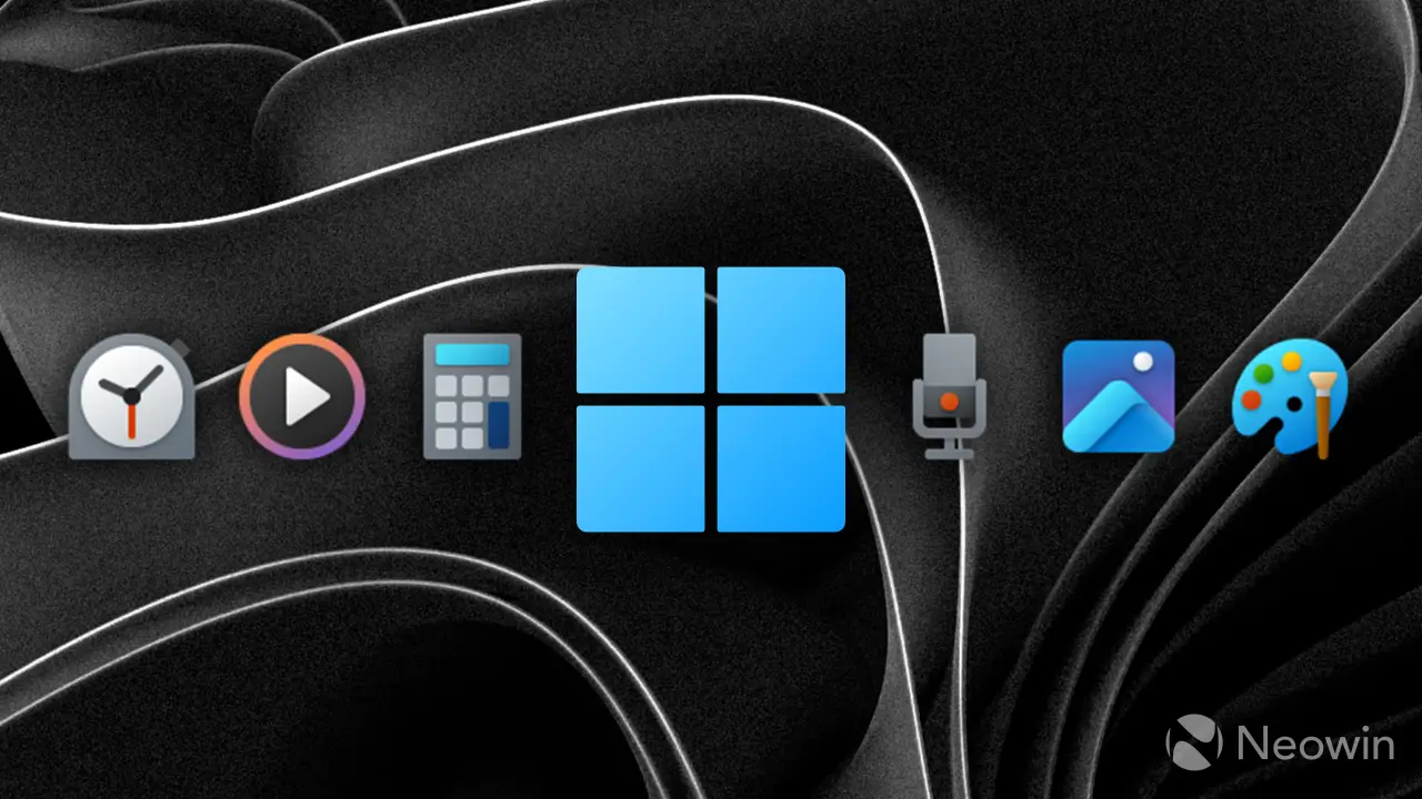 Windows 11 logo with stock apps