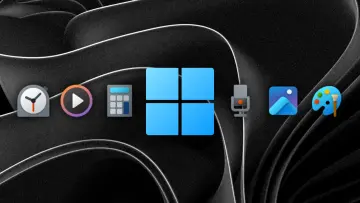 Windows 11 logo with stock apps