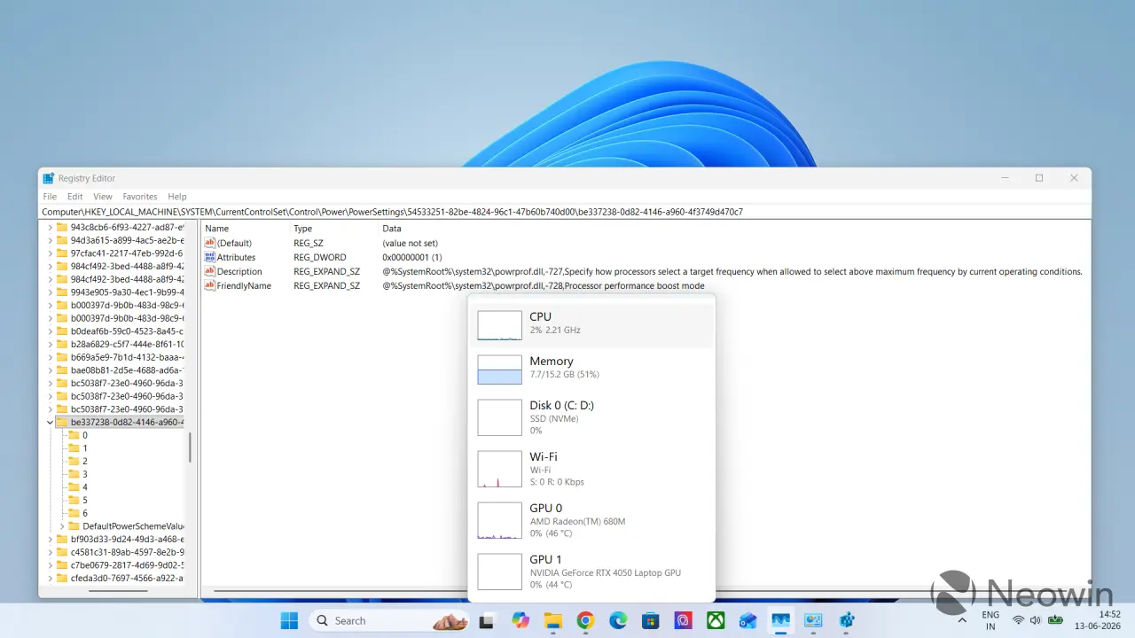 Windows 11 processor performance boost modes enable