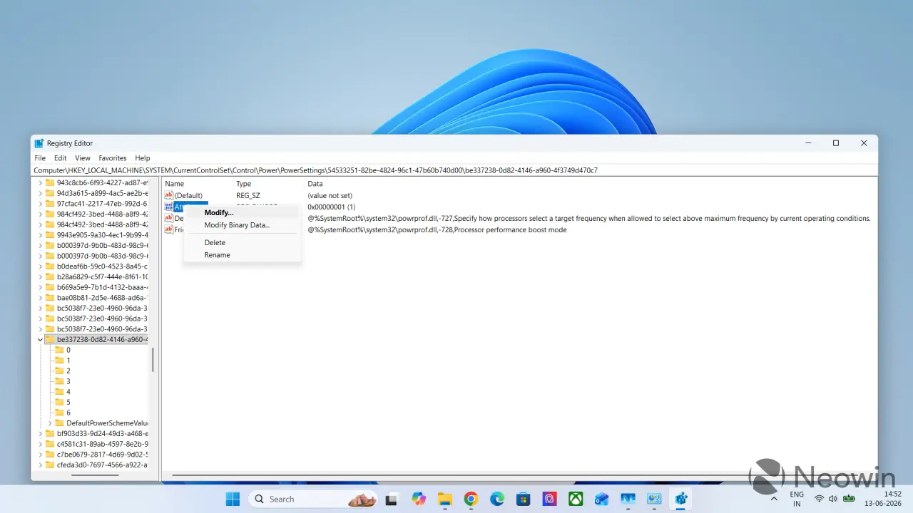Windows 11 processor performance boost modes enable