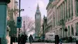 A London street with Big Ben in the distance
