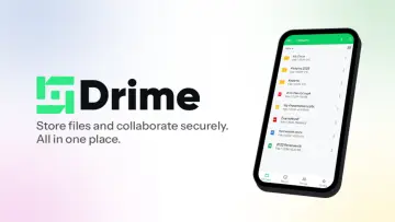 Drime Secure Cloud Storage logo with android phone shown