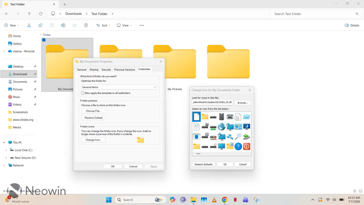 Folder properties open in File Explorer in Windows 11