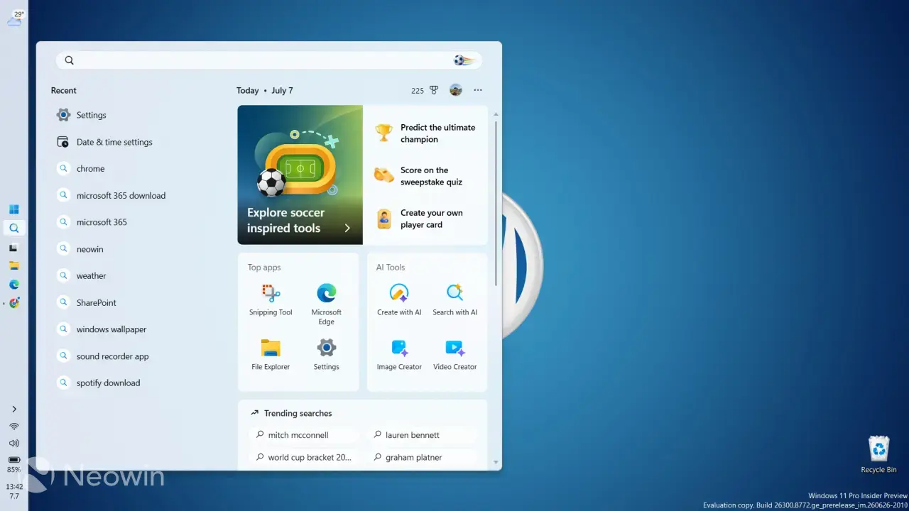 Windows 11 taskbar position