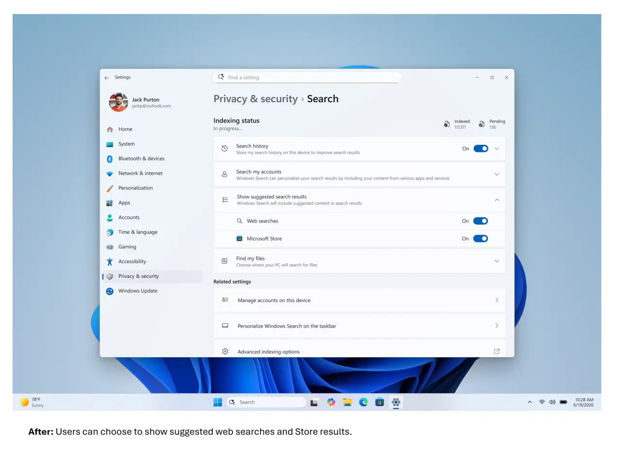 Searchbox improvements in Windows 11 Insider channels