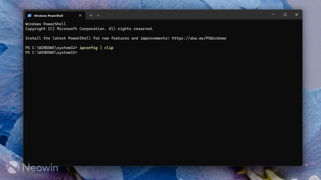 clip in powershell