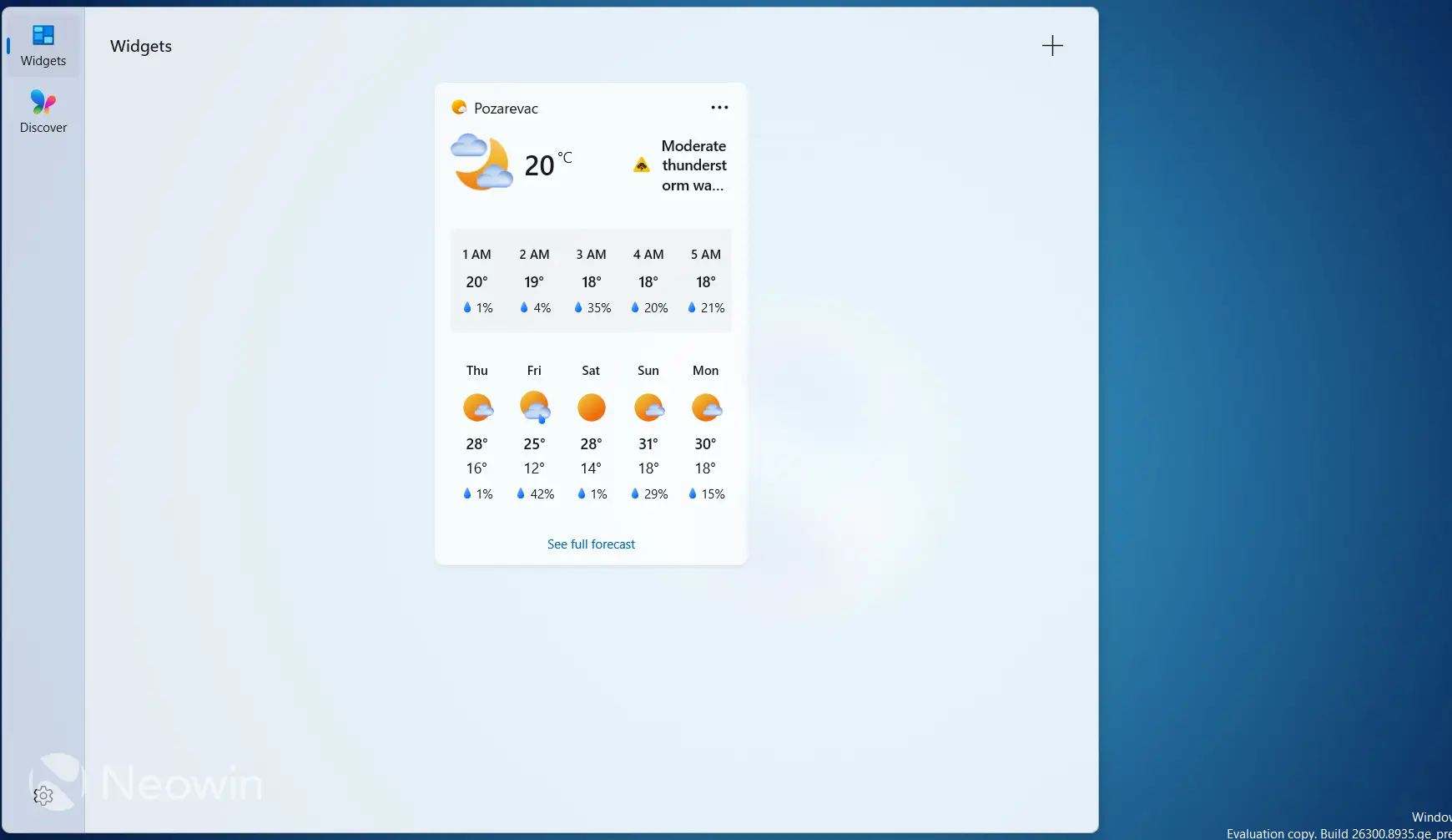 New widgets in Windows 11