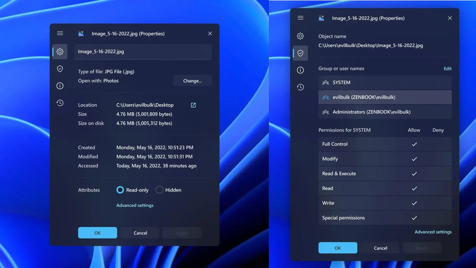 A concept design of Properties UI in Windows 11