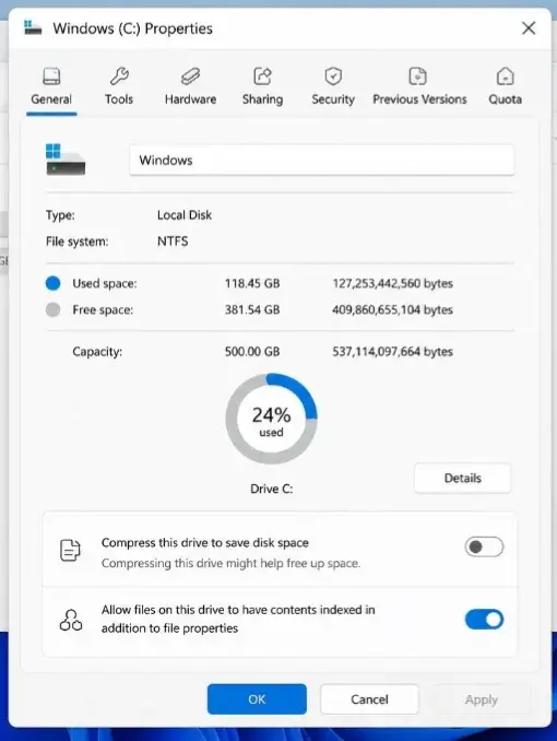 A concept design of Properties UI in Windows 11
