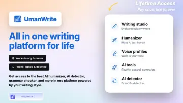 Save 96% on UmanWrite - AI Humanizing Content Creator Unlimited Plan: Lifetime Subscription