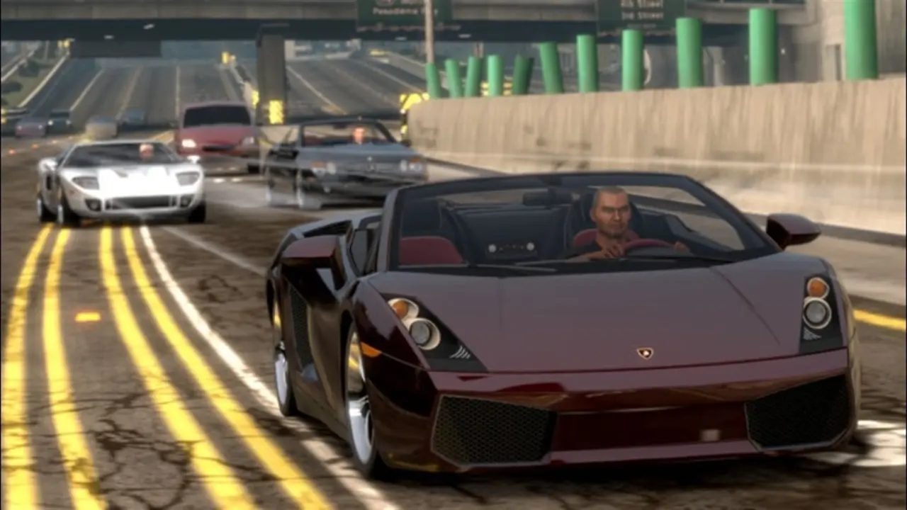 Midnight Club Los Angeles screenshot showing a race car on a road