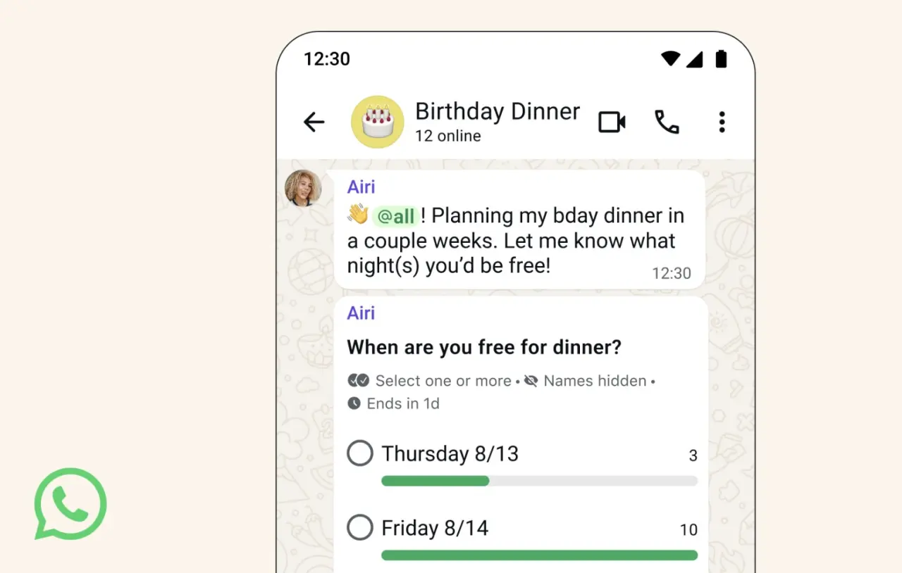 WhatsApp group chats are getting @all mentions, anonymous polls, and more