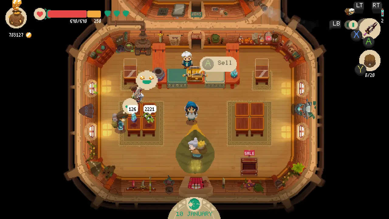 moonlighter screenshot showing gameplay of the top-down game