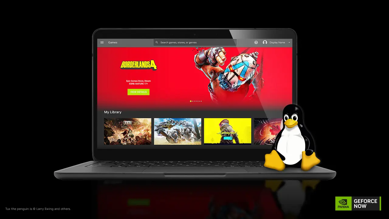 GeForce NOW running on a Linux laptop