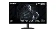 GIGABYTE 27 QHD W-OLED gaming monitor with 280Hz refresh rate showing key specs and a sci-fi themed 