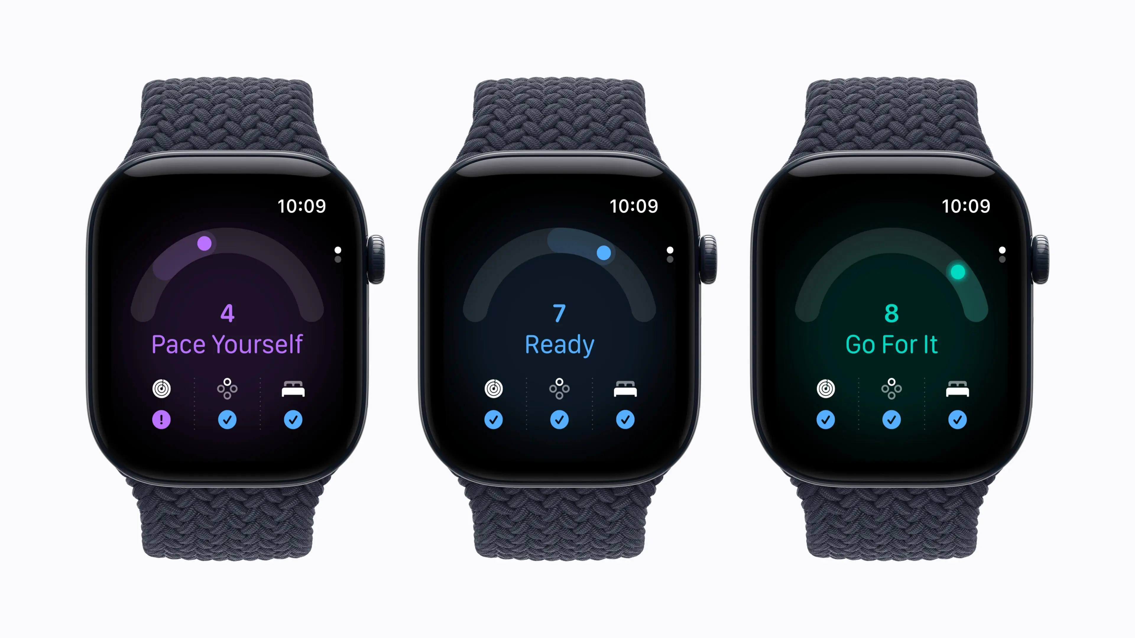 Giao diện ứng dụng Readiness trên Apple Watch Series 12 giúp theo dõi mức độ sẵn sàng vận động