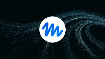 The Muse logo a blue cursive M inside a white circle set against a dark background with sweeping lig