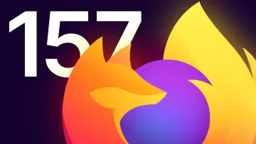 Firefox logo with text 157 behind it