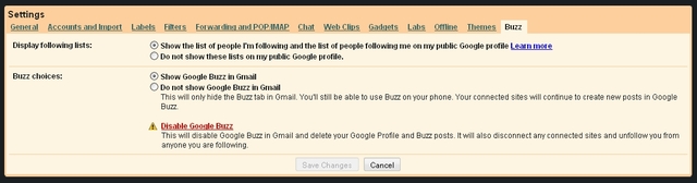 Google Buzz Tab in Gmail